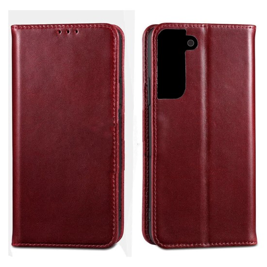 LEATHER FLIP COVER WITH INTERNAL POCKET FOR SAMSUNG GALAXY S22 PLUS RED